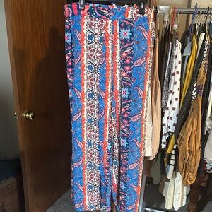 Soft Surrounding Women's Multicolor Paisley Print Pants- apron style